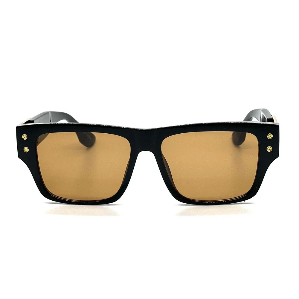 Sunglasses Black Frame Gold Accents Brown Lens Driving Beach Style Aviator Gafas